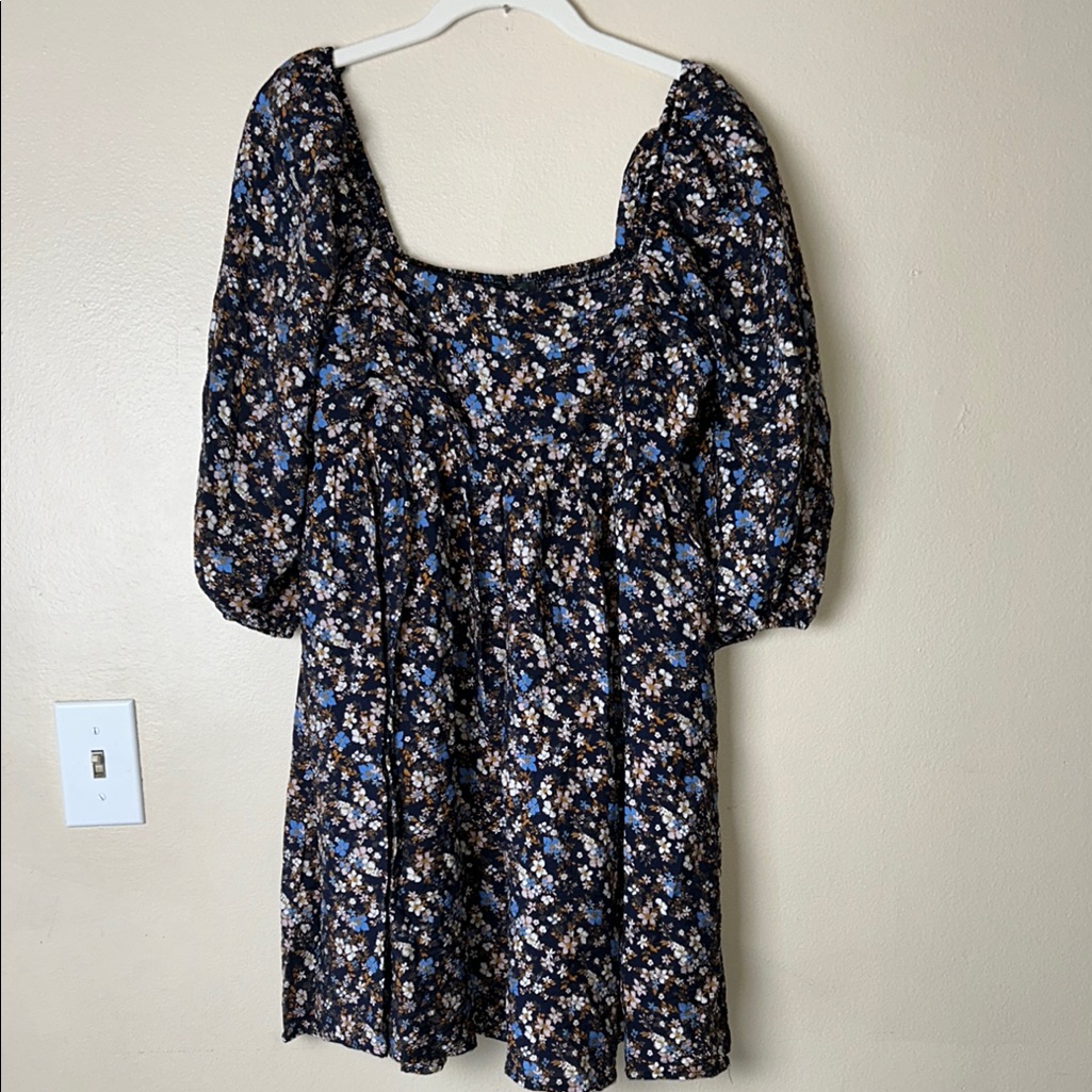 Lily Rose Long Sleeve Floral Dress - Black And Blue